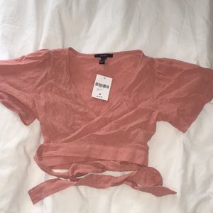 Versatile tie front cropped blouse